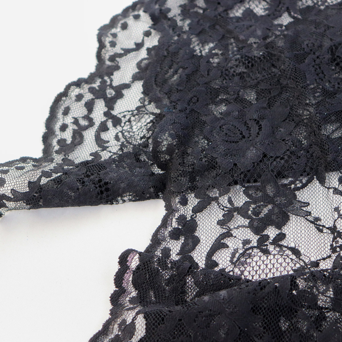 Black Floral Rose Lace Dress Fabric