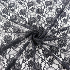 Black Floral Rose Lace Dress Fabric