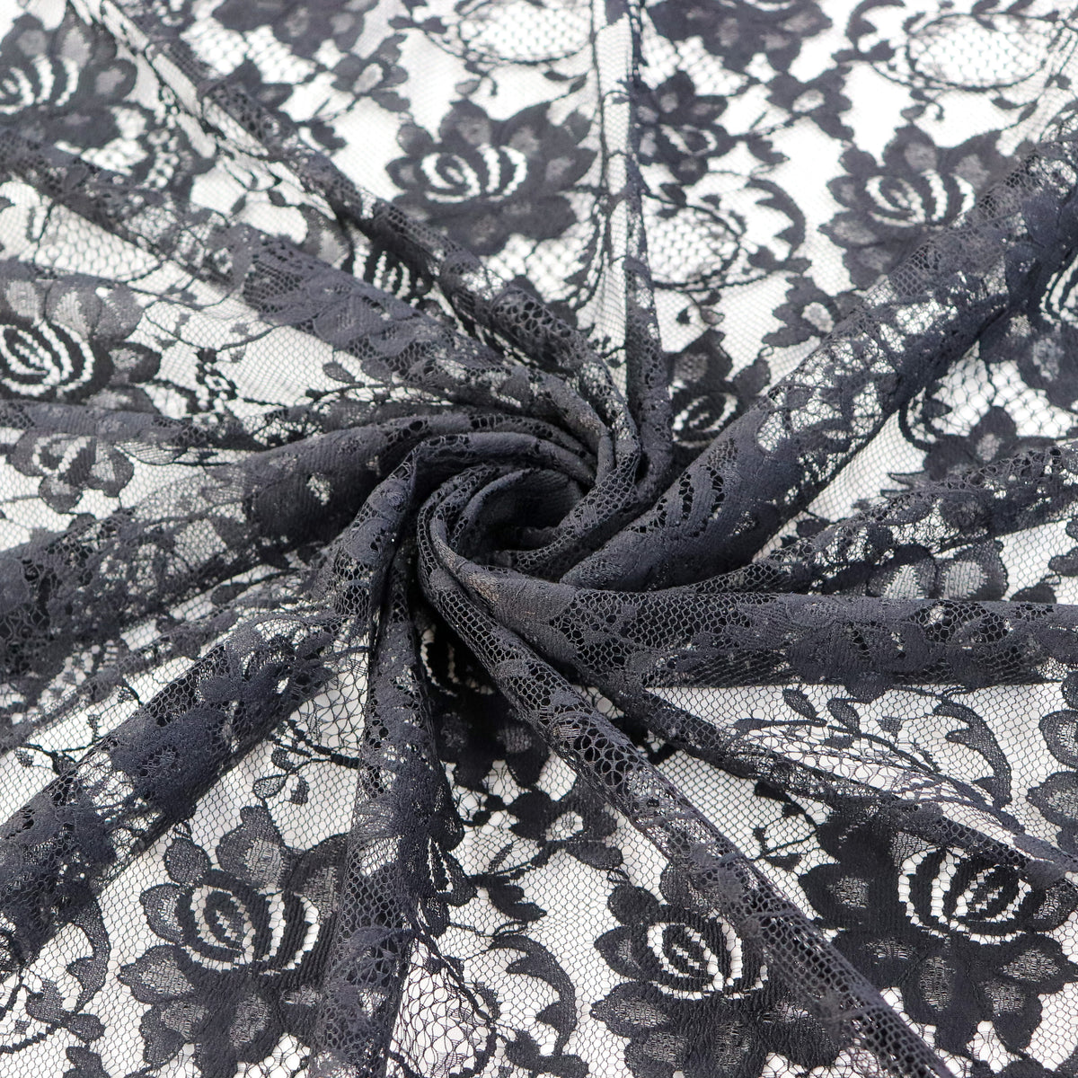 Black Floral Rose Lace Dress Fabric