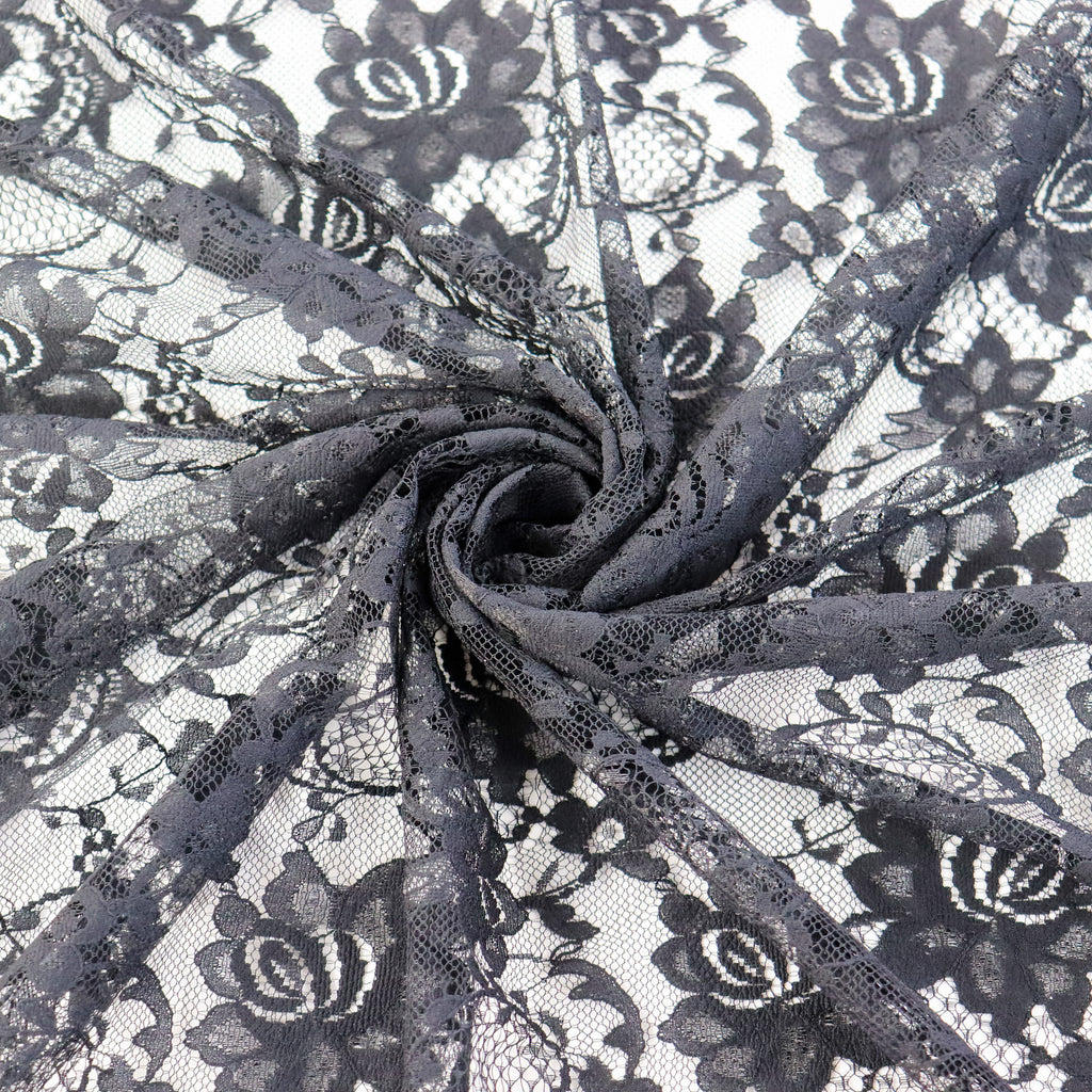 Black Floral Rose Lace Dress Fabric