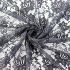 Black Floral Rose Lace Dress Fabric