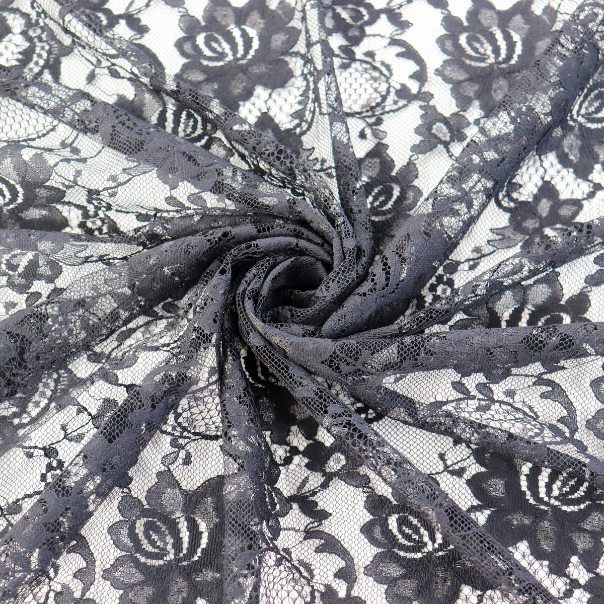 Black Floral Rose Lace Dress Fabric