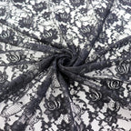 Black Floral Rose Lace Dress Fabric