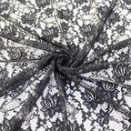 Black Floral Rose Lace Dress Fabric