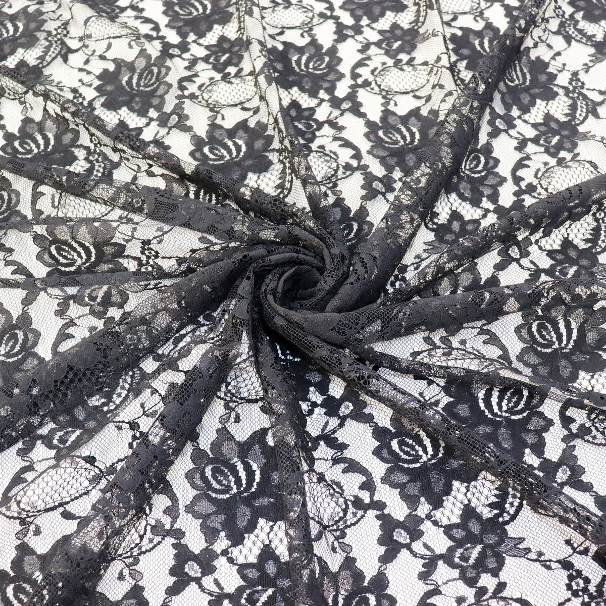 Black Floral Rose Lace Dress Fabric
