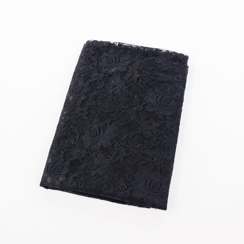Black Floral Rose Lace Dress Fabric