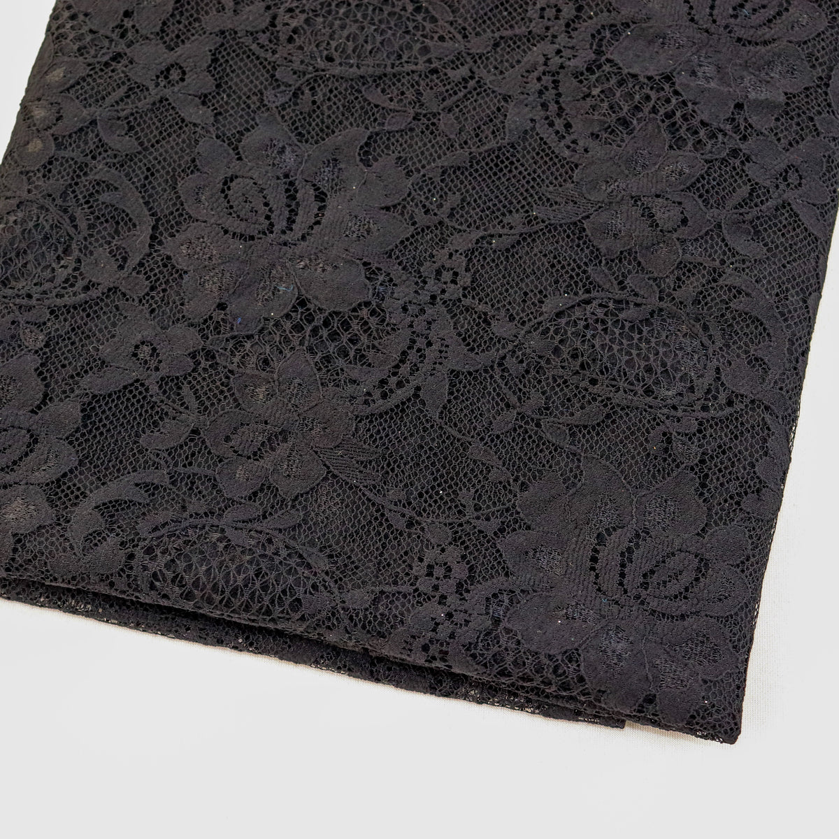 Black Floral Rose Lace Dress Fabric