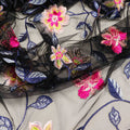 Floral Embroidered Stretch Mesh Fabric