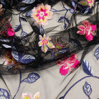 Floral Embroidered Stretch Mesh Fabric