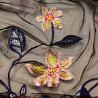 Floral Embroidered Stretch Mesh Fabric