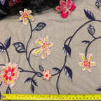 Floral Embroidered Stretch Mesh Fabric