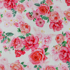 Pink Coral Watercolour Rose Woven Crepe Dress Fabric
