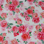 Pink Coral Watercolour Rose Woven Crepe Dress Fabric