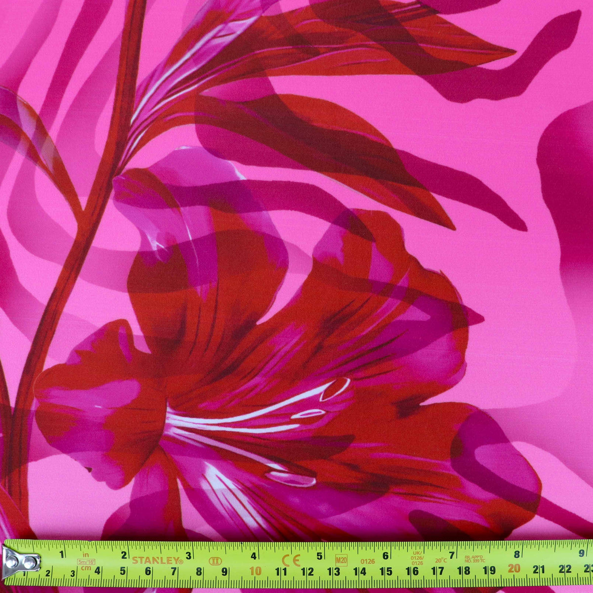 Pink Red Floral Zebra Print Woven Crepe Dress Fabric