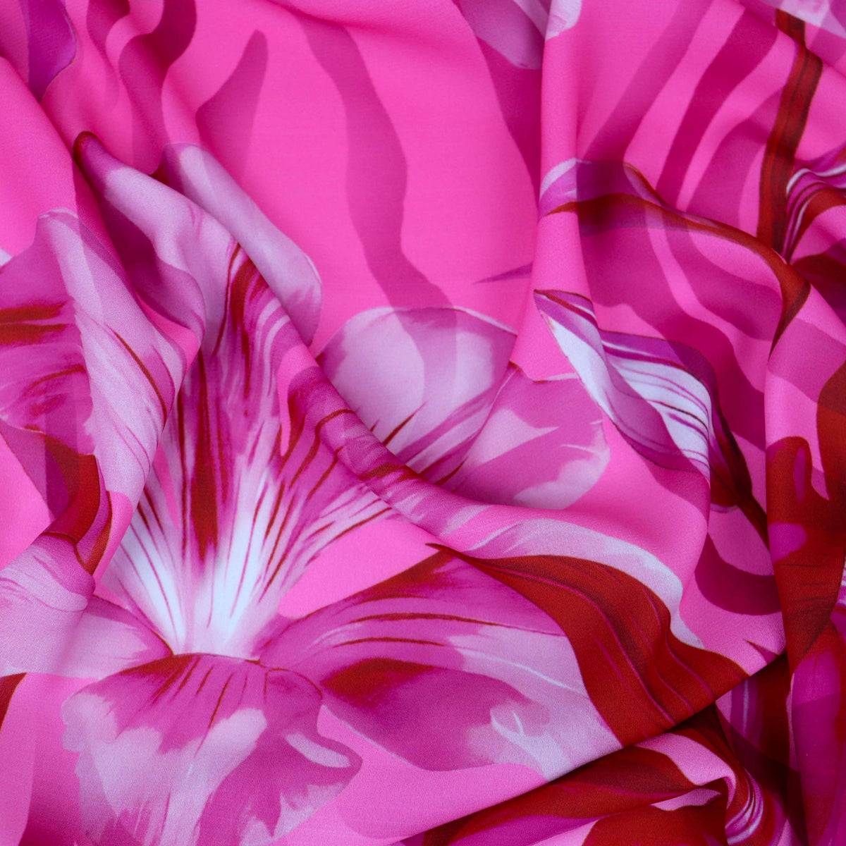 Pink Red Floral Zebra Print Woven Crepe Dress Fabric
