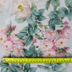 Blush Pink Vintage Rose Floral Woven Crepe Dress Fabric