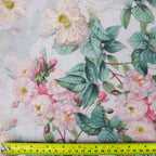 Blush Pink Vintage Rose Floral Woven Crepe Dress Fabric