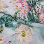 Blush Pink Vintage Rose Floral Woven Crepe Dress Fabric