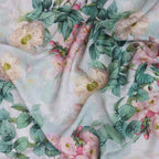 Blush Pink Vintage Rose Floral Woven Crepe Dress Fabric