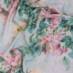 Blush Pink Vintage Rose Floral Woven Crepe Dress Fabric