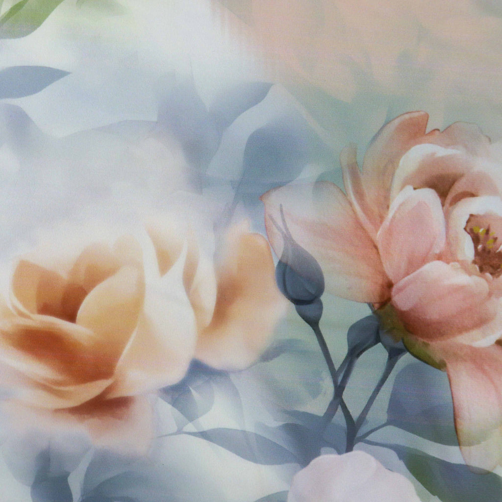 Peach Blush Rose Floral Woven Crepe Dress Fabric
