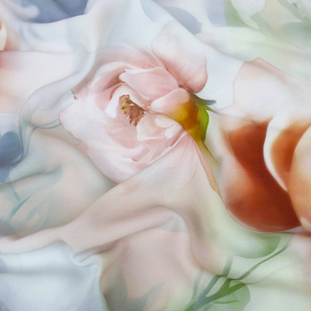 Peach Blush Rose Floral Woven Crepe Dress Fabric