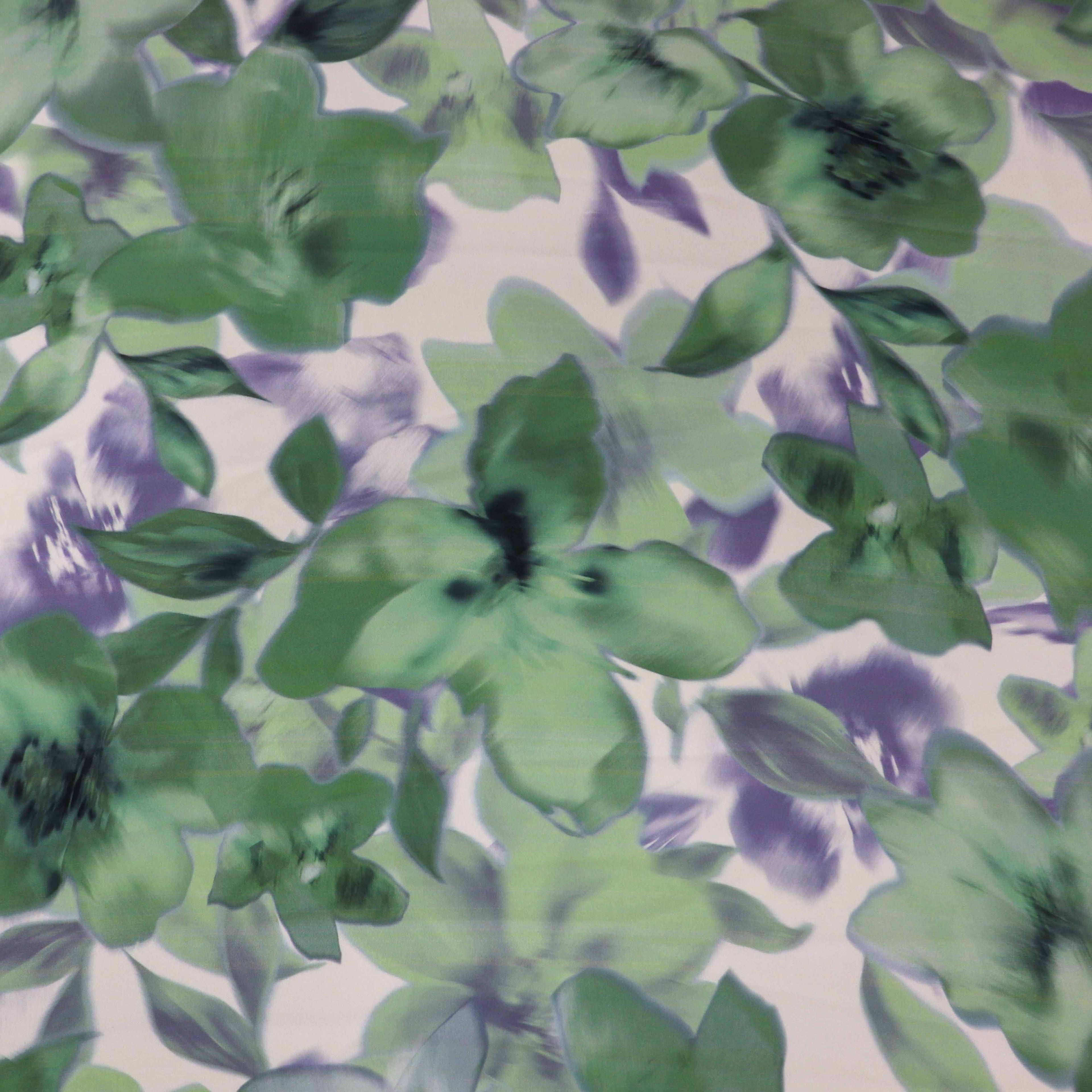 Sage Green Watercolour Floral Woven Crepe Dress Fabric