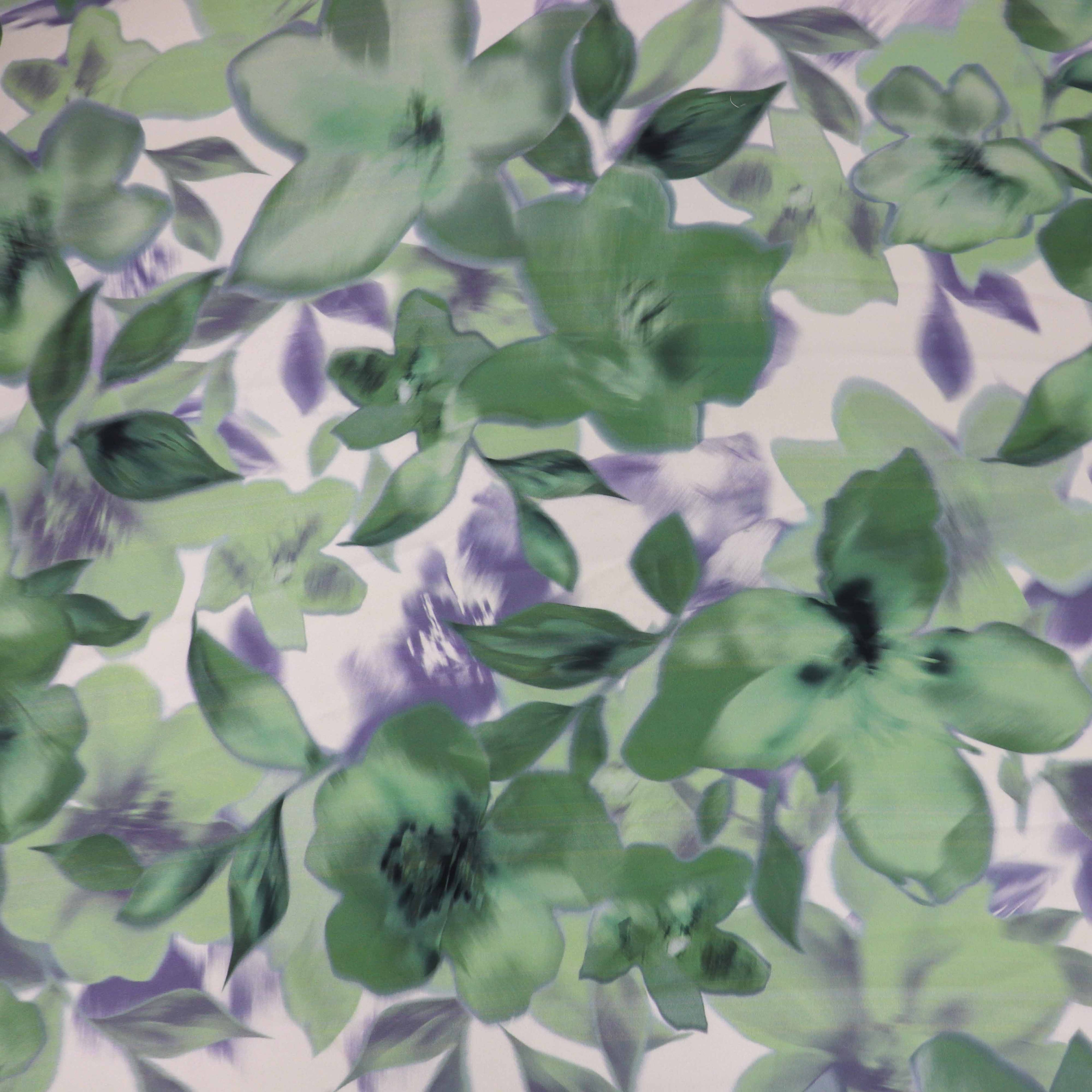 Sage Green Watercolour Floral Woven Crepe Dress Fabric