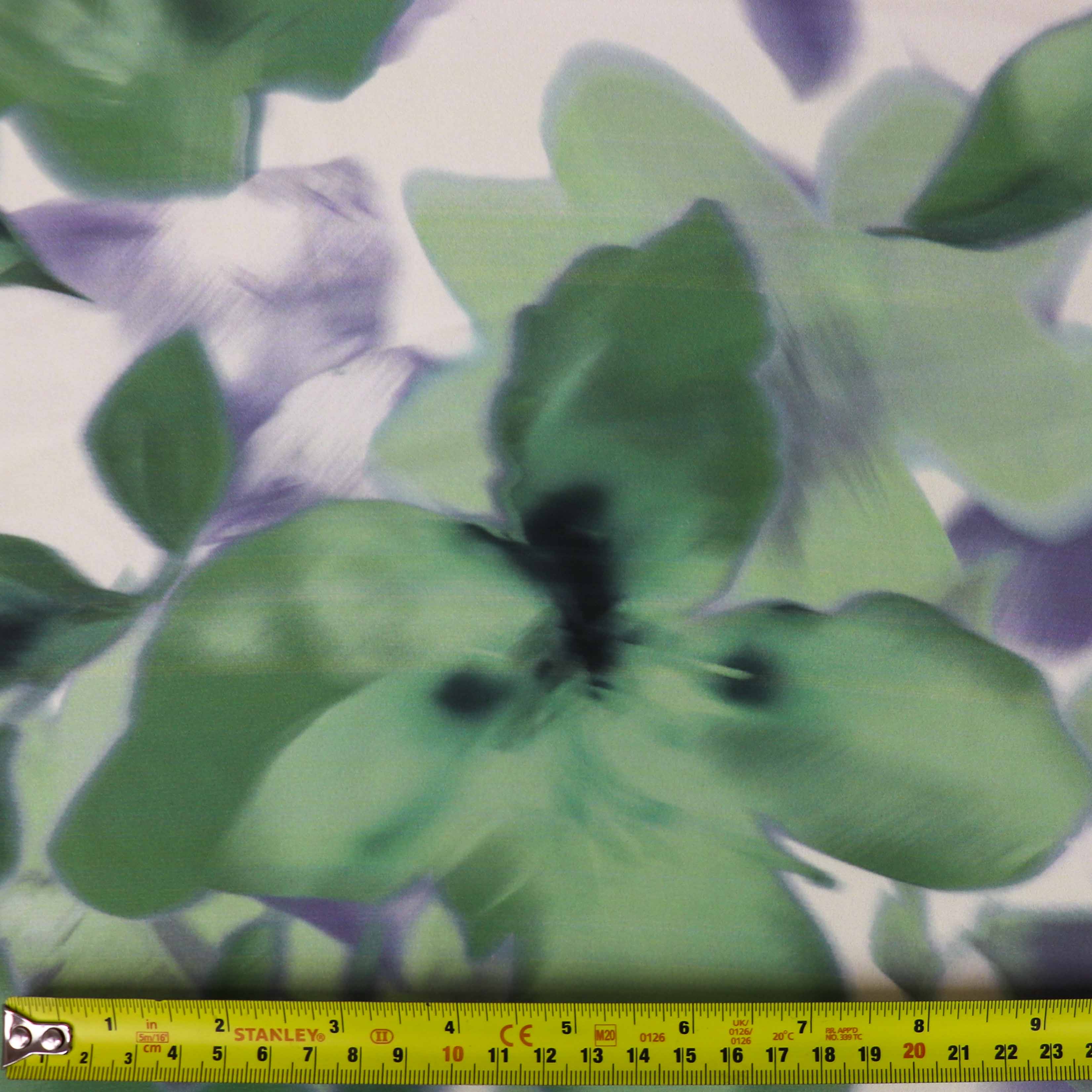 Sage Green Watercolour Floral Woven Crepe Dress Fabric