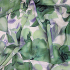 Sage Green Watercolour Floral Woven Crepe Dress Fabric