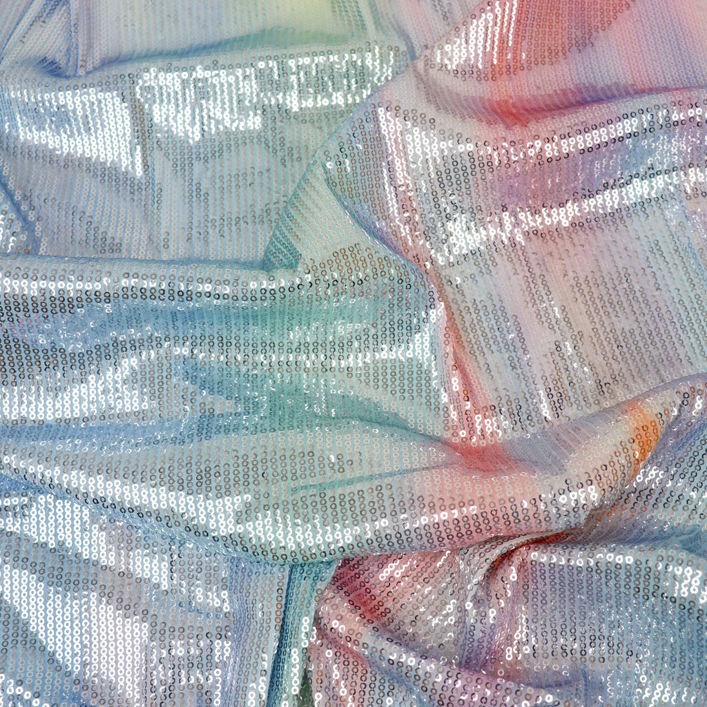 Pastel Rainbow Ombre Stretch Sequin Fabric