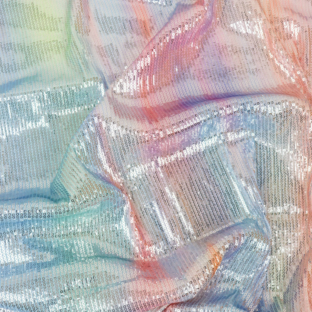 Pastel Rainbow Ombre Stretch Sequin Fabric