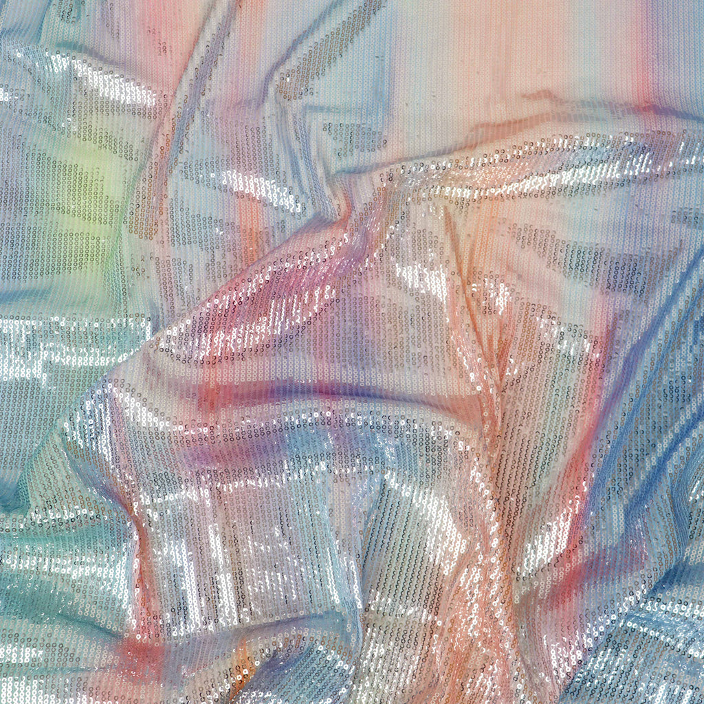 Pastel Rainbow Ombre Stretch Sequin Fabric
