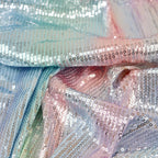 Pastel Rainbow Ombre Stretch Sequin Fabric