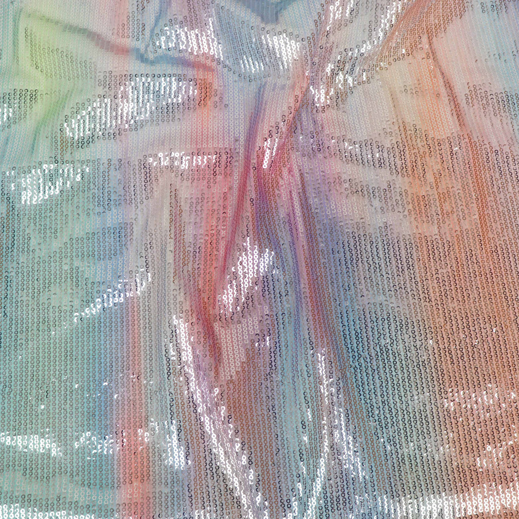 Pastel Rainbow Ombre Stretch Sequin Fabric
