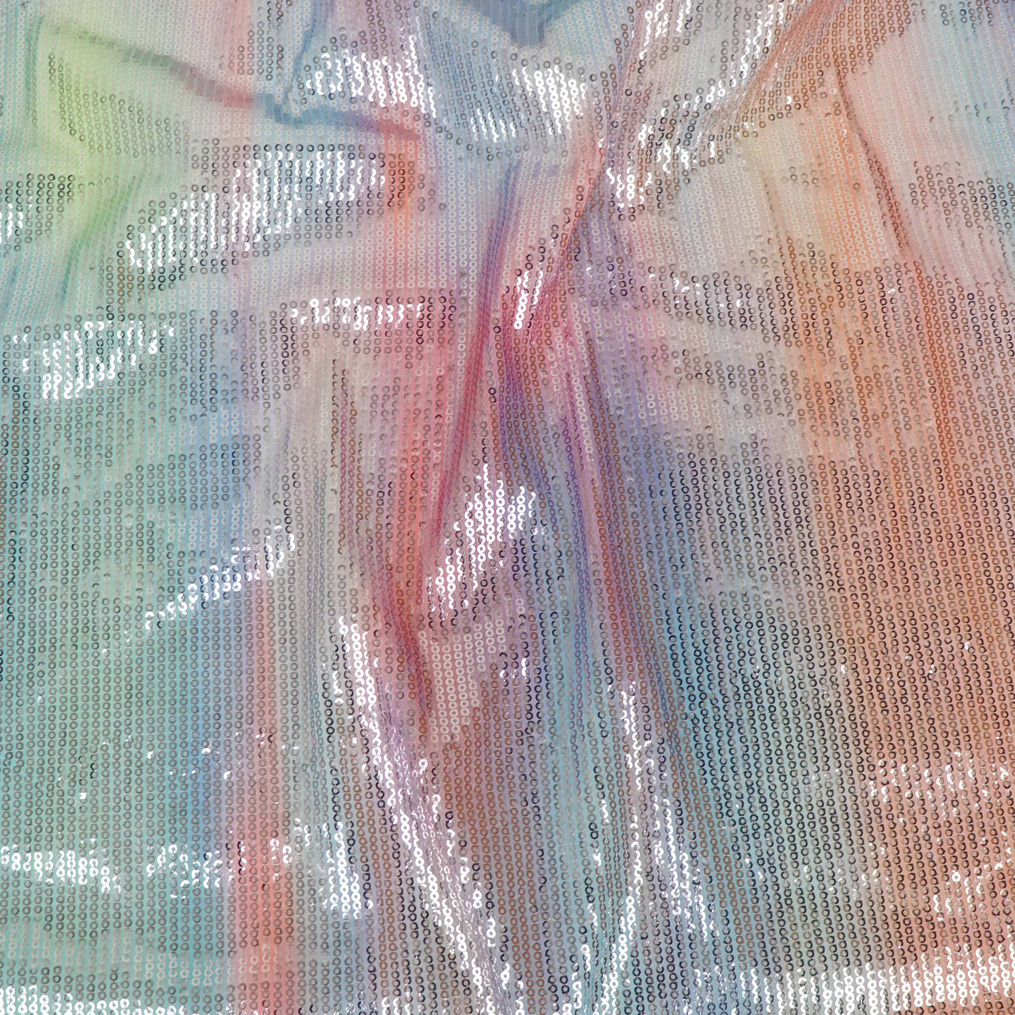Pastel Rainbow Ombre Stretch Sequin Fabric