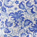 Blue & White Porcelain Floral Print Stretch Sequin Fabric