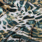 Brown Leopard Print Stretch Sequin Fabric
