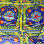 Blue Nautical Seashell Starfish Scarf Print Stretch Satin Fabric