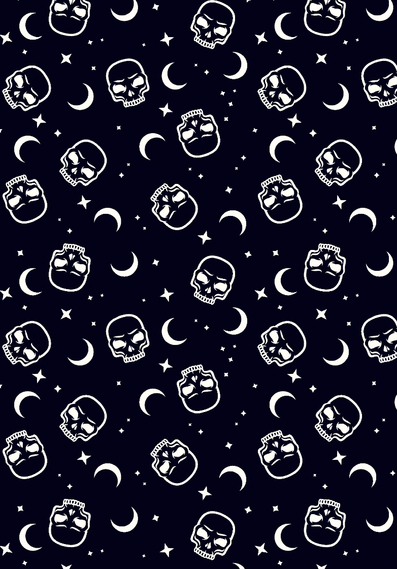 Minimal Skull Moon Fabric