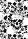 Monochrome Floral Skull Fabric | Gothic