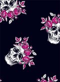 Rose Skull Fabric | Gothic Pink Rose
