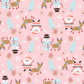 Pink Santa Parade Christmas Fabric