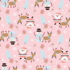 Pink Santa Parade Christmas Fabric