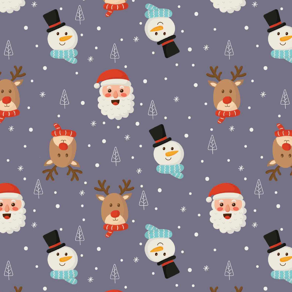 Purple Santa Parade Christmas Fabric