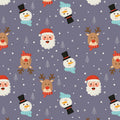 Purple Santa Parade Christmas Fabric