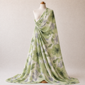 Sage Green Watercolour Floral Woven Crepe Dress Fabric