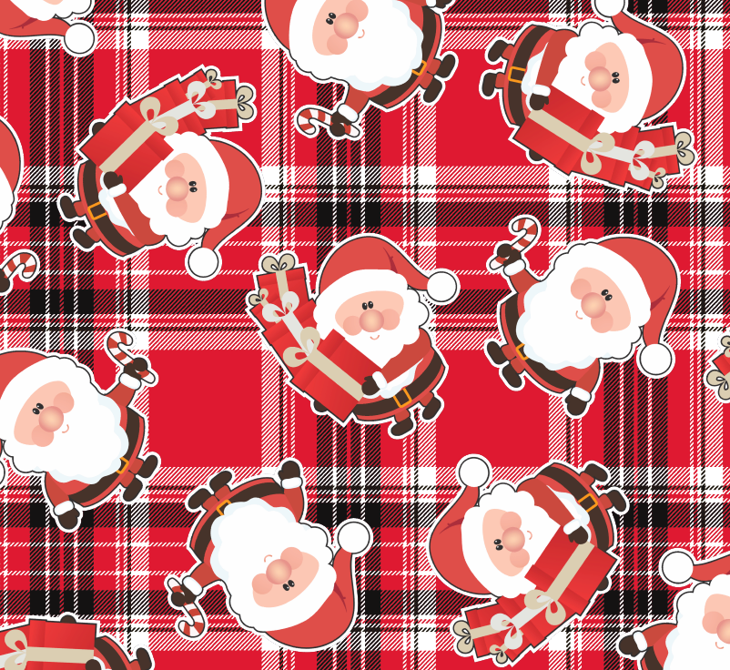 Red Santa Check Fabric