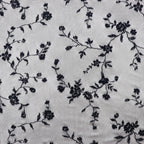 Black Floral Flock Power Mesh Fabric