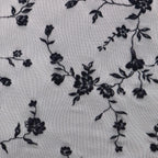 Black Floral Flock Power Mesh Fabric